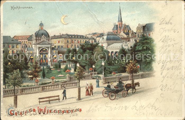 Wiesbaden Kochbrunnen Pferdekutsche