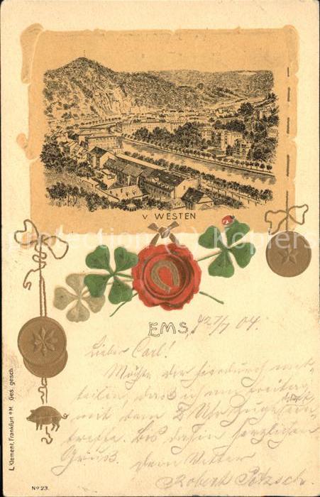 Bad Ems Lahn Blick von Westen Zeichnung