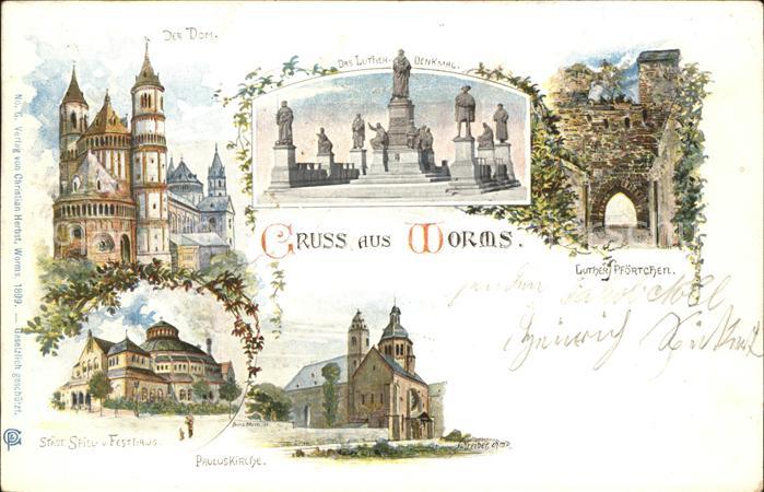 Worms Dom Lutherdenkmal Lutherpfoertchen Festspielhaus Pauluskirche