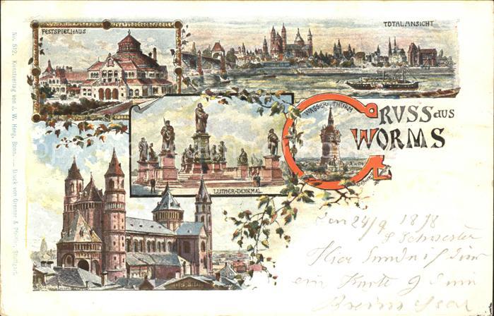 Worms Festspielhaus totalansicht Wasserthurm Lutherdenkmal Dom