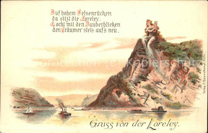 St Goarshausen Loreleyfelsen Die schöne Lorelei betört