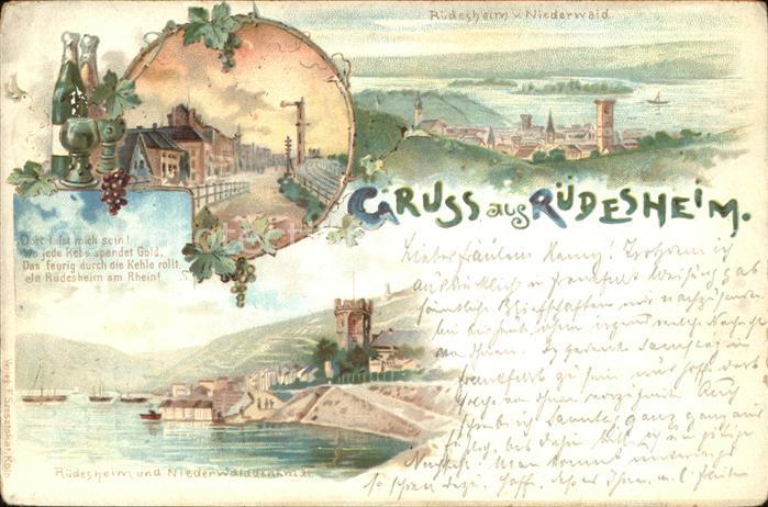 Ruedesheim Rhein Rheinpanorama mit Brömserburg