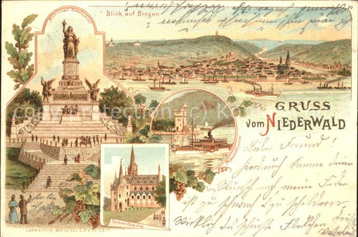 Ruedesheim Rhein Nationaldenkmal Blick auf Bingen Mäuset