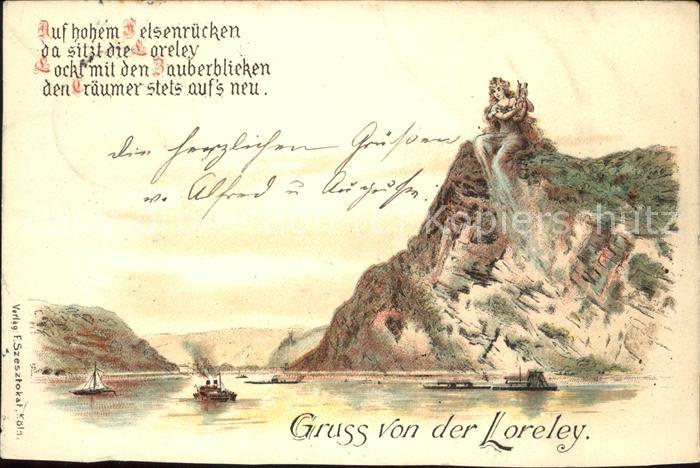 St Goarshausen Loreleyfelsen Die schöne Lorelei betört