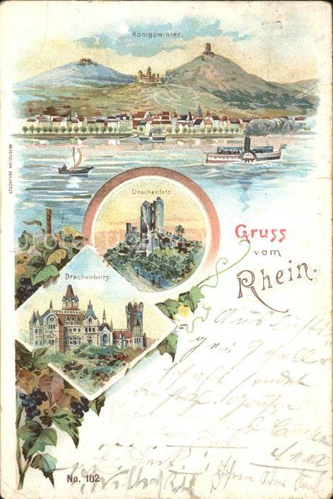 Koenigswinter Rheinpanorama Drachenfels Drachenburg