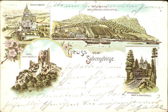Koenigswinter Rheinpanorama Drachenburg Ruine Drachen