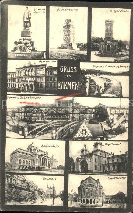 Barmen Wuppertal Bismarckdenkmal mit Turm Kriegerdenkmal