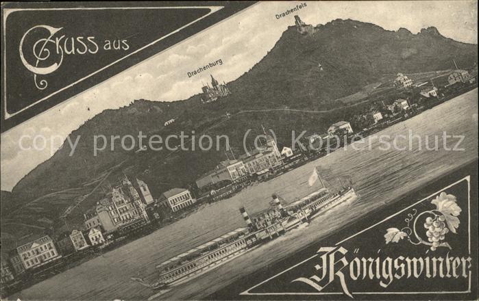 Koenigswinter Rheinpanorama mit Drachenfels und Drach