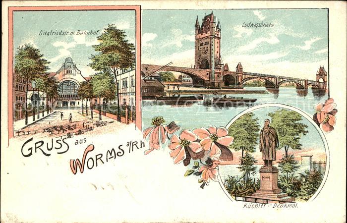Worms Siegfriedstr mit Bahnhof Ludwigsbrücke