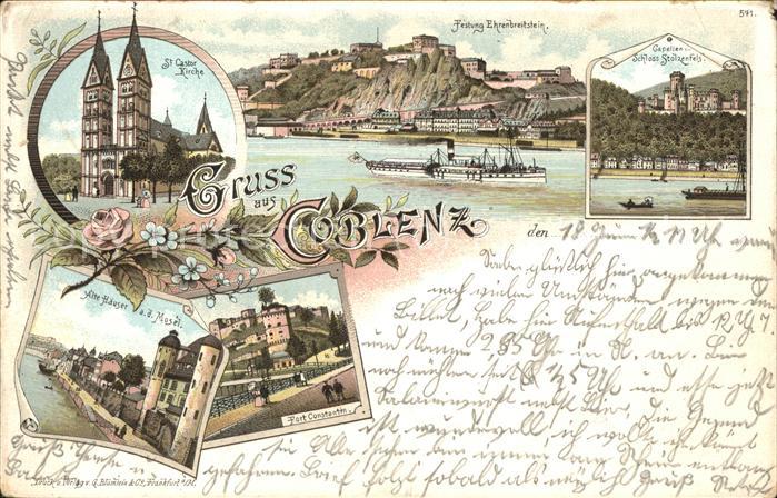 Coblenz Koblenz Castorkirche Festung Ehrenbreitstein Burg Stolzenfels Fort Const