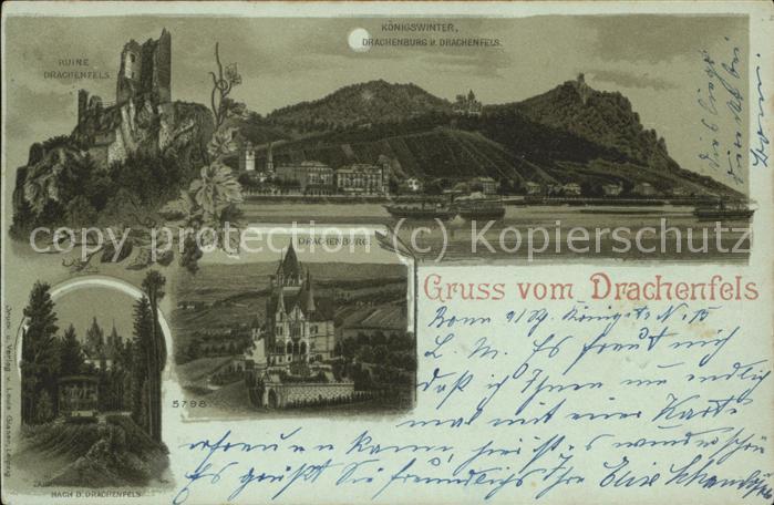 Koenigswinter Rheinpanorama Drachenburg Ruine Drachenfels Zahnradbahn