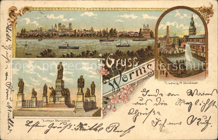 Worms Rheinpanorama Ludwigdenkmal Lutherdenkm