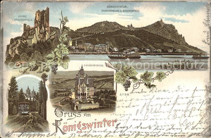 Koenigswinter Rheinpanorama mit Drachenburg und Drach