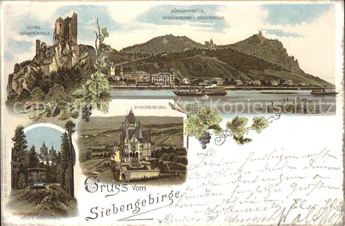 Koenigswinter Rheinpanorama Zahnradbahn Drachenburg Ruine Drachenfels