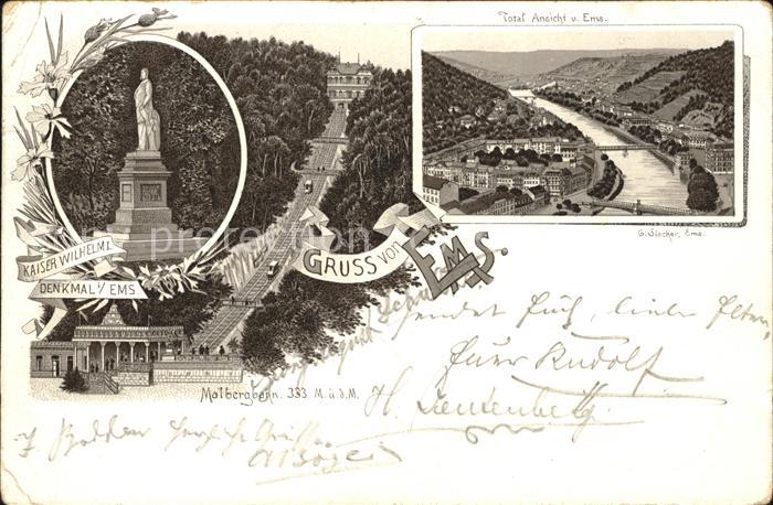 Bad Ems Lahn Kaiser Wilhelm Denkmal Malbergbahn Tota