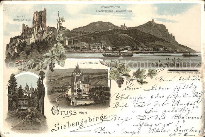 Koenigswinter Rheinpanorama Drachenburg Ruine Drachen