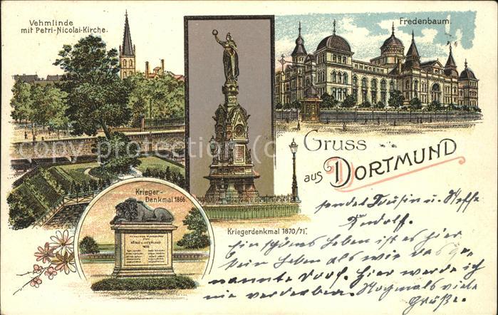 DORTMUND  CITY Vehmlinde mit Petri Nicolai Kirche Fredenbaum Kriegerdenkmal