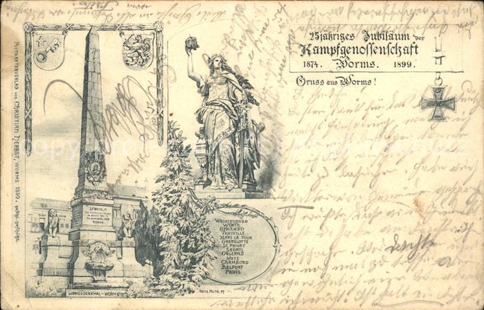 Worms Ludwigsdenkmal Kampfgenossenschaft Jubi
