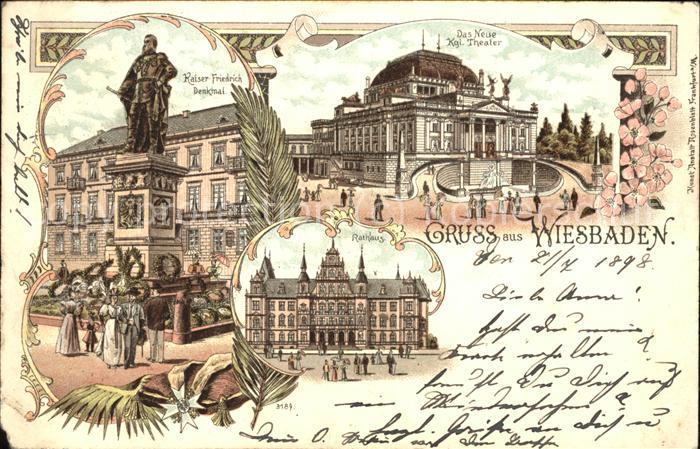 Wiesbaden Kaiser Friedrich Denkmal Kgl Theater Ra