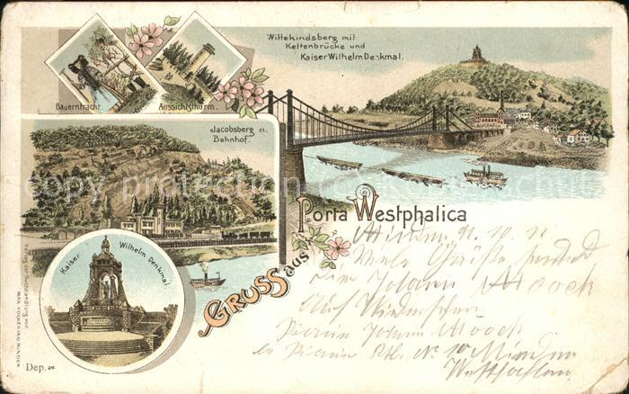 Porta Westfalica Wittekindsberg mit Kettenbrücke Kaiser