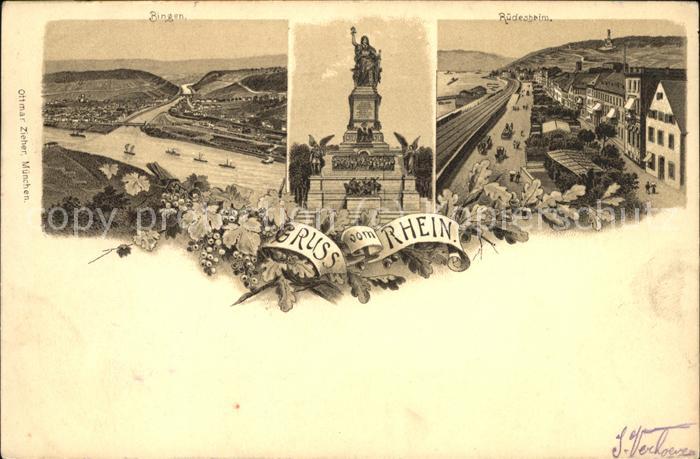 Bingen Rhein mit Rüdesheim Nationaldenkmal Panorama