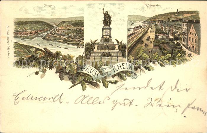 Bingen Rhein und Rüdesheim Nationaldenkmal Panorama