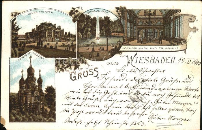 Wiesbaden Neues Theater Kurhaus mit Park Kochbrun