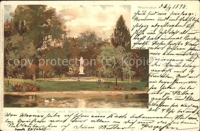 Wiesbaden Kuranlage mit Kaiser Wilhelm Denkmal
