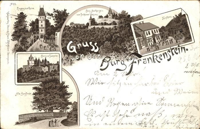 Muehltal Hessen Burg Frankenstein Eingang Südseite Alte