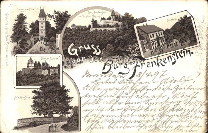 Muehltal Hessen Burg Frankenstein Eingang Südseite Alte