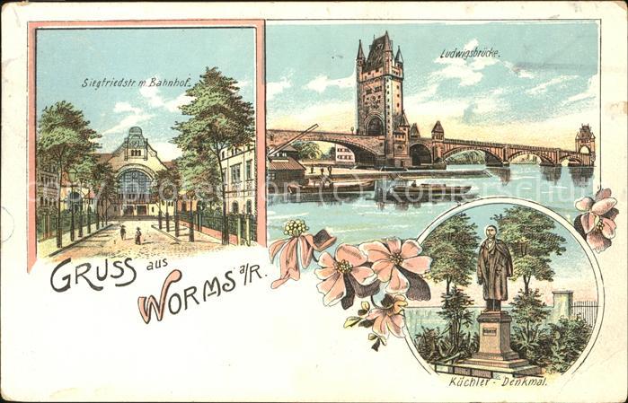 Worms Siegfriedstr mit Bahnhof Ludwigsbrücke