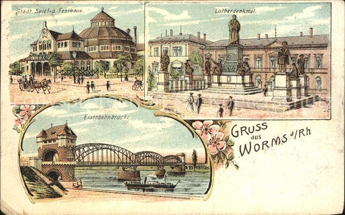 Worms Lutherdenkmal Festspielhaus Eisenbahnbr