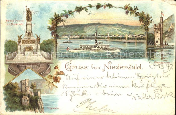 Ruedesheim Rhein Nationaldenkmal Rheinpanorama Burg Rheinstein Maeusethurm