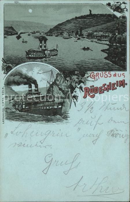 Ruedesheim Rhein Rheinpanorama mit Rheindampfer