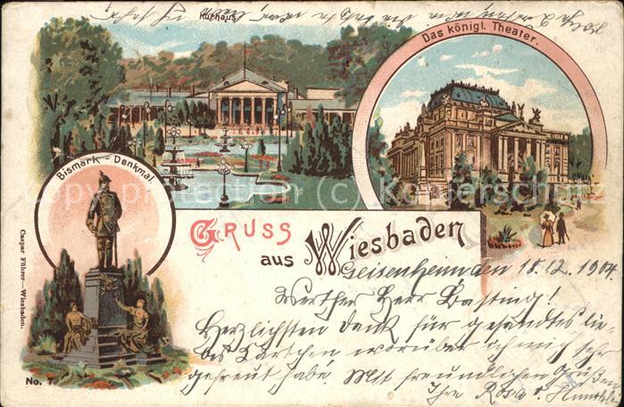 Wiesbaden Kurhaus Königl Theater Bismarck Denkmal