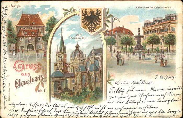 Aachen Kaiserplatz Kaiserbrunnen Ponttor Dom T