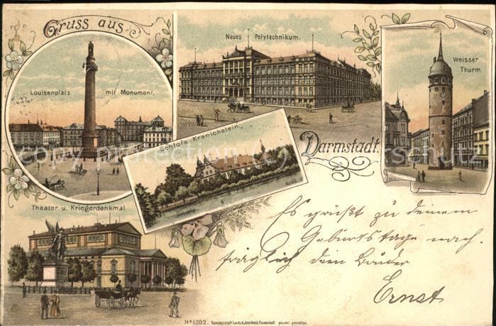 Darmstadt Louisenplatz mit Monument  Neues Polyte