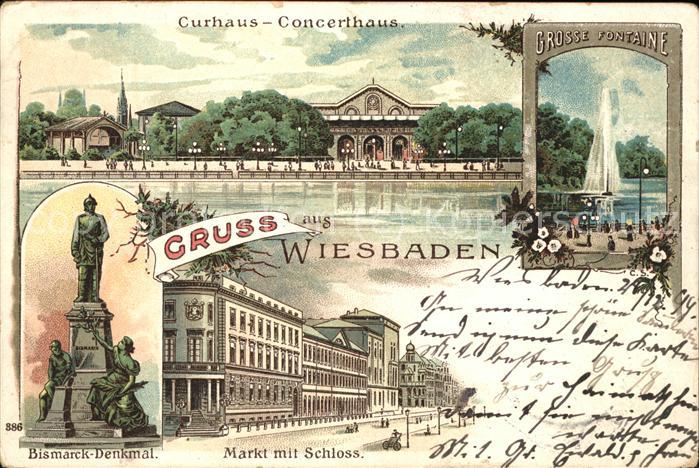 Wiesbaden Curhaus Concerthaus Fontäne Bismarck De