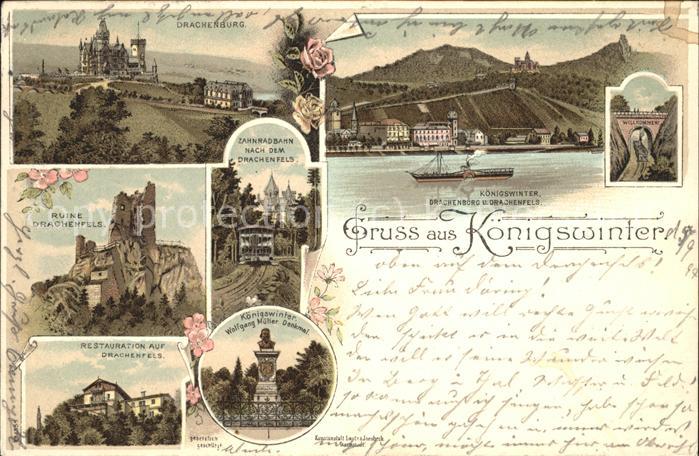 Koenigswinter Rheinpanorama Drachenburg Ruine Drachen