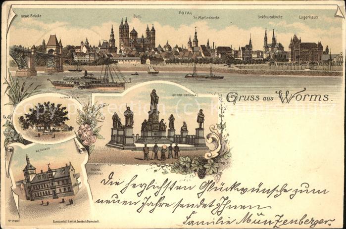 Worms Totalansicht Ludwigsdenkmal Dom St Mart