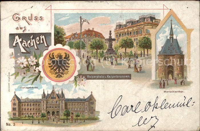Aachen Kaiserplatz Kaiserbrunnen Marschiertor Justizgebaeude