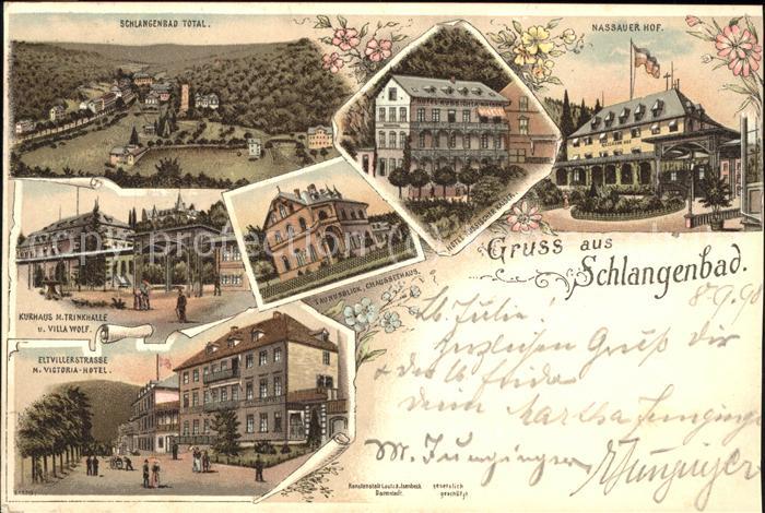 Schlangenbad Taunus Totalansicht Nassauer Hof Kurhaeuser Panorama Eltviller Str