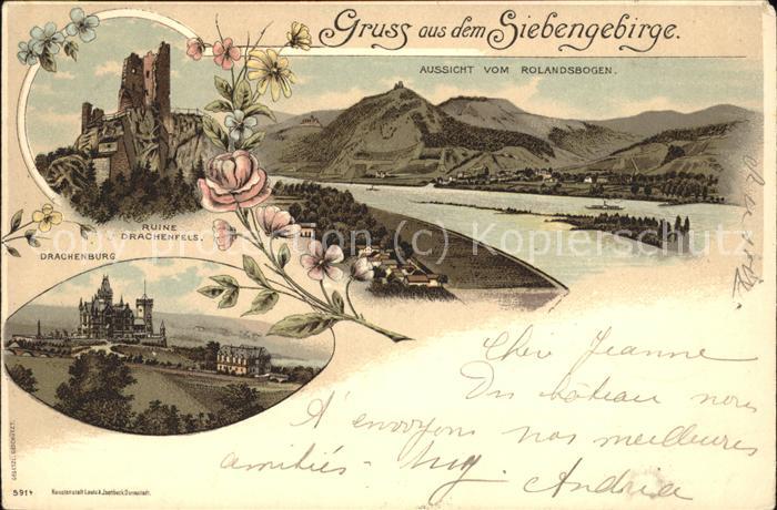 Siebengebirge Panorama vom Rolandsbogen Drachenburg R