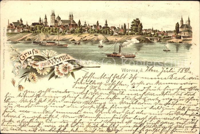 Worms Stadtansicht Rheinpartie