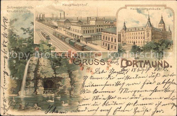 DORTMUND CITY Schwanenteich Kronenburg Hauptbahnhof Hauptpost