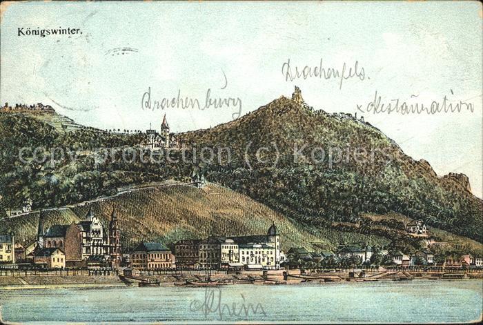 Koenigswinter Panorama Rhein Drachenfels Drachenburg