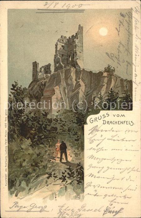 Drachenfels Künstlerkarte Burgruine