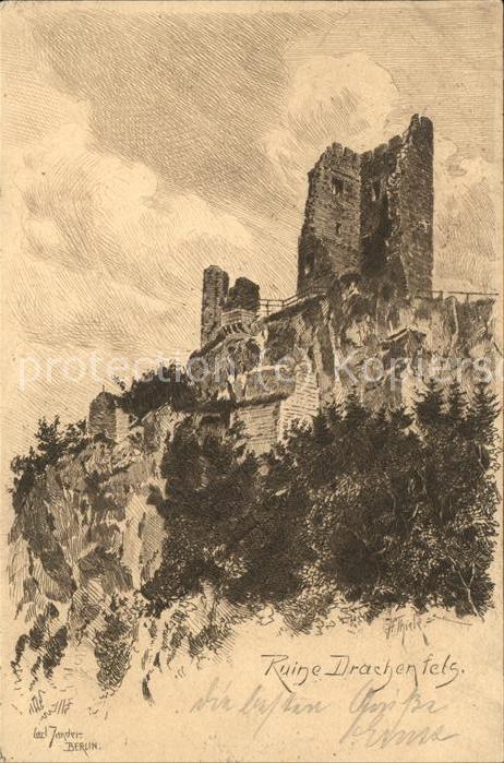Drachenfels Ruine Künstlerkarte
