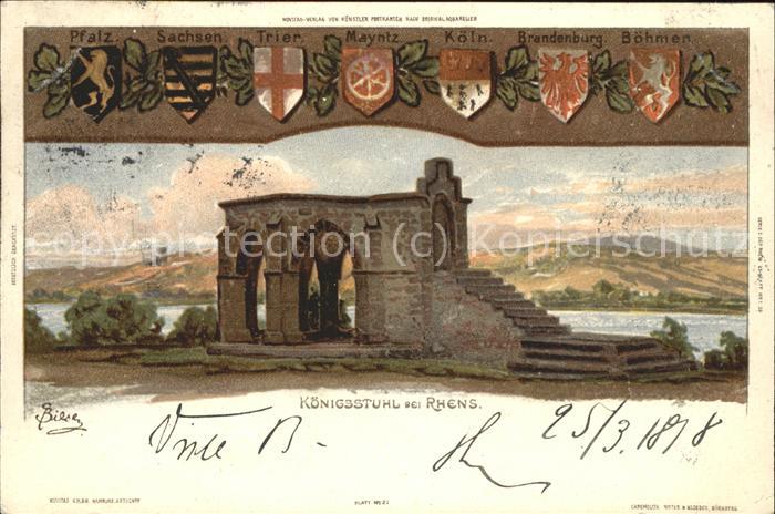 Rhens Königsstuhl Künstlerkarte Wappen