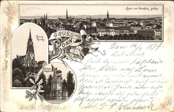 Bonn Rhein Vom Venusberg gesehen Kriegerdenkmal